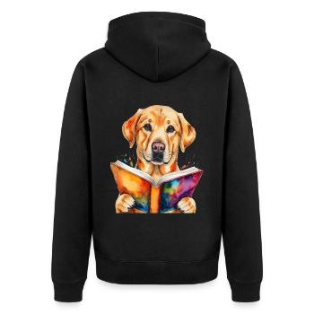 Labrador Retriever Lecture Livre Chien Design Imprimer - Veste à capuche bio Premium Unisexe - noir - Dos - Nico (187cm)