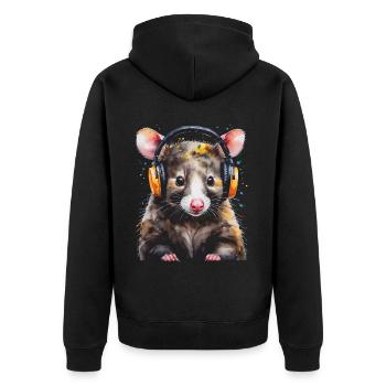 Casque Opossum Imprimé de conception animale colorée - Veste à capuche bio Premium Unisexe - noir - Dos - Nico (187cm)