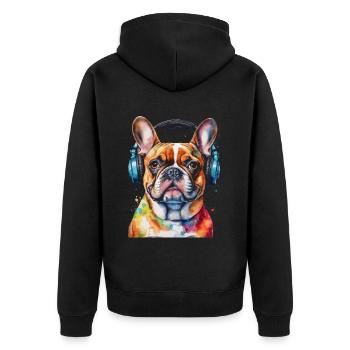 Casque Bouledogue Français Frenchie Dog - Veste à capuche bio Premium Unisexe - noir - Dos - Nico (187cm)