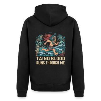 Taino-Indianer Puerto Rico Boricua Puerto-Ricaner - Unisex Premium Bio Zip Hoodie - Schwarz - Hinten - Nico (187cm)