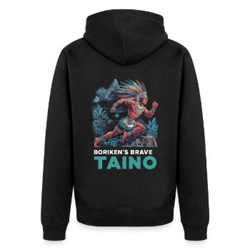 Taino-Indianer Puerto Rico Boricua Puerto-Ricaner - Unisex Premium Bio Zip Hoodie - Schwarz - Hinten - Nico (187cm)