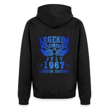 Legends were born in Juli 1967 Geburtstag - Unisex Premium Bio Zip Hoodie - Schwarz - Hinten - Nico (187cm)