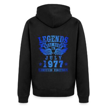 Legends were born in July 1977 Birthday - Unisex Premium Organic Zip Hoodie - black - Back - Nico (187cm)