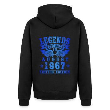 Legends were born in August 1967 Geburtstag - Unisex Premium Bio Zip Hoodie - Schwarz - Hinten - Nico (187cm)