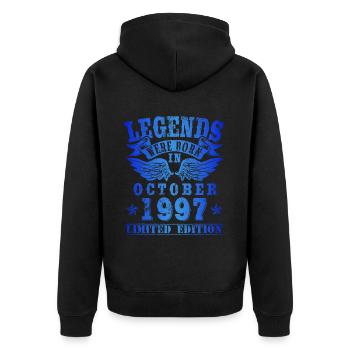 Legends were born in October 1997 Birthday - Unisex Premium Organic Zip Hoodie - black - Back - Nico (187cm)
