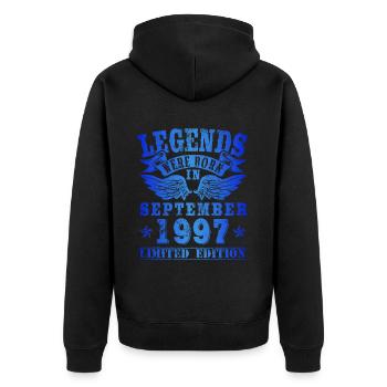 Legends were born in September 1997 Birthday - Unisex Premium Organic Zip Hoodie - black - Back - Nico (187cm)