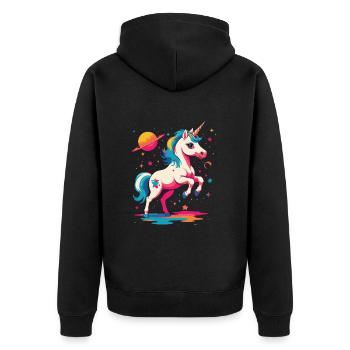 Licorne Fille Drôle Licornes Grand Design - Veste à capuche bio Premium Unisexe - noir - Dos - Nico (187cm)