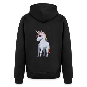 Papa Einhorn Lustiges Vatertag Design - Unisex Premium Bio Zip Hoodie - Schwarz - Hinten - Nico (187cm)