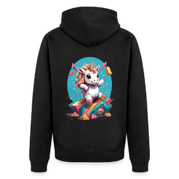 Einhorn Liebhaber Design Lustige Einhörner - Unisex Premium Bio Zip Hoodie - Schwarz - Hinten - Nico (187cm)