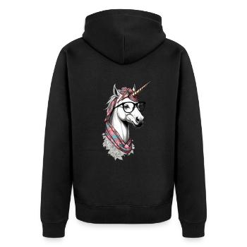 Einhorn Mama Lustige Muttertag Einhörner Liebende - Unisex Premium Bio Zip Hoodie - Schwarz - Hinten - Nico (187cm)