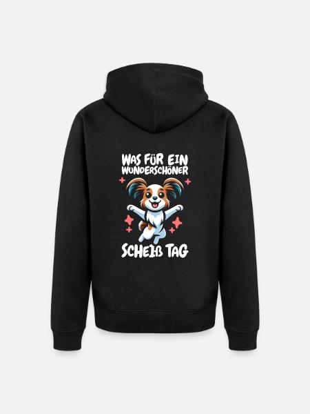Papillon Funny Please Shut Up - Unisex Premium Organic Zip Hoodie - black