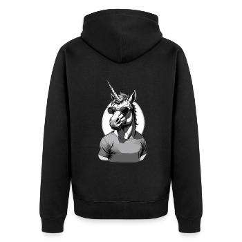Drôle de fête des pères Design papa licorne - Veste à capuche bio Premium Unisexe - noir - Dos - Nico (187cm)