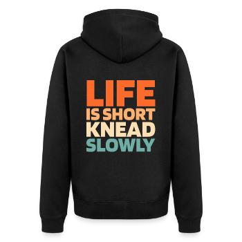 Sauerteig Brot - Unisex Premium Bio Zip Hoodie - Schwarz - Hinten - Nico (187cm)