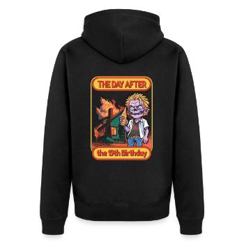 Lustige Sprüche Jahre 19. Geburtstag - Unisex Premium Bio Zip Hoodie - Schwarz - Hinten - Nico (187cm)