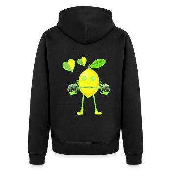 Lemon Weight Exercise Weight GYM Exercise Muscles - Unisex Premium Organic Zip Hoodie - black - Back - Nico (187cm)