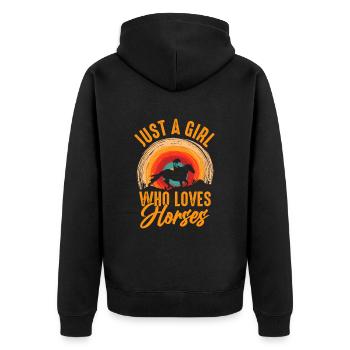 Pferdeliebhaber Reiten Reiten - Unisex Premium Bio Zip Hoodie - Schwarz - Hinten - Nico (187cm)