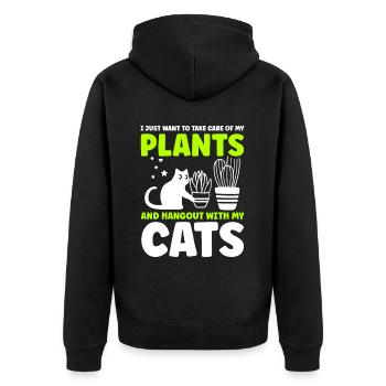 Plantes et chats Jardin Amoureux des plantes - Veste à capuche bio Premium Unisexe - noir - Dos - Nico (187cm)