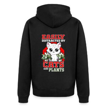 Plantes et chats Jardin Amoureux des plantes - Veste à capuche bio Premium Unisexe - noir - Dos - Nico (187cm)