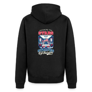 Patriotischer Lehrer, der Stars Stripes Success unterrichtet - Unisex Premium Bio Zip Hoodie - Schwarz - Hinten - Nico (187cm)