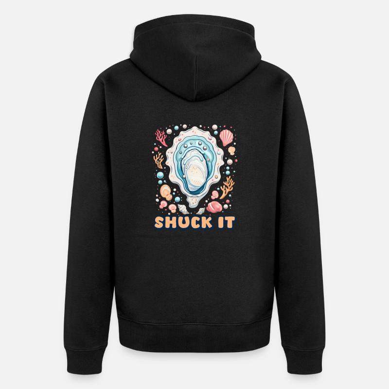 Austern-Shuck It - Unisex Premium Bio Zip Hoodie - Schwarz