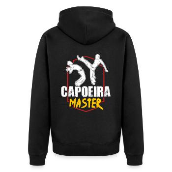 Capoeira Meister - Unisex Premium Bio Zip Hoodie - Schwarz - Hinten - Nico (187cm)