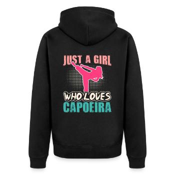 Juste une fille qui aime la capoeira - Veste à capuche bio Premium Unisexe - noir - Dos - Nico (187cm)