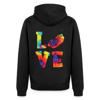 Hot Dog Adulte Tie Dye des années 80 des années 90 - Veste à capuche bio Premium Unisexe - noir - Dos - Nico (187cm)