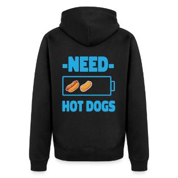 Hot Dog Adult Battery Need Hot - Unisex Premium Bio Zip Hoodie - Schwarz - Hinten - Nico (187cm)