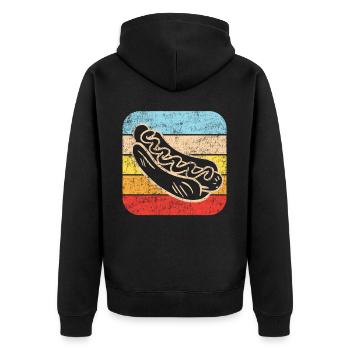 Hot Dog Adulte Rétro Vintage - Veste à capuche bio Premium Unisexe - noir - Dos - Nico (187cm)