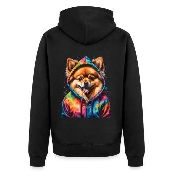Loulou de Poméranie Poméranie Sweat à capuche Dog Print - Veste à capuche bio Premium Unisexe - noir - Dos - Nico (187cm)