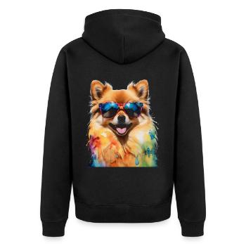 Pomeranian Pomeranian Sunglasses Dog Print - Unisex Premium Organic Zip Hoodie - black - Back - Nico (187cm)