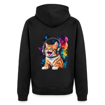Casque de chat coloré drôle animal design imprimé - Veste à capuche bio Premium Unisexe - noir - Dos - Nico (187cm)