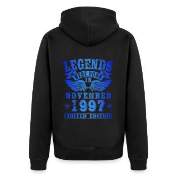Legends were born in November 1997 Birthday - Unisex Premium Organic Zip Hoodie - black - Back - Nico (187cm)