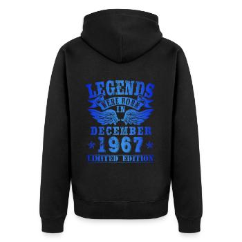 Legends were born in Dezember 1967 Geburtstag - Unisex Premium Bio Zip Hoodie - Schwarz - Hinten - Nico (187cm)