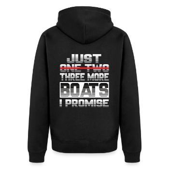 Just One More Boat I Promise Boot Kapitän Schiff - Unisex Premium Bio Zip Hoodie - Schwarz - Hinten - Nico (187cm)