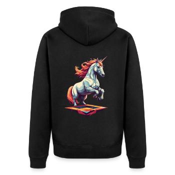 Funny Unicorns Unique Birthday Motif - Unisex Premium Organic Zip Hoodie - black - Back - Nico (187cm)