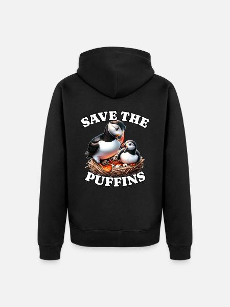 Sava puffin - Unisex Premium Organic Zip Hoodie - black