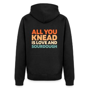 Sauerteig Brot - Unisex Premium Bio Zip Hoodie - Schwarz - Hinten - Nico (187cm)