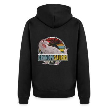 Opasaurus T Rex Dinosaurier Opa Saurus - Unisex Premium Bio Zip Hoodie - Schwarz - Hinten - Nico (187cm)