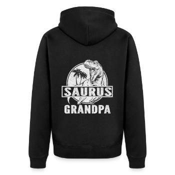 Opasaurus T Rex Dinosaurier Opa Saurus - Unisex Premium Bio Zip Hoodie - Schwarz - Hinten - Nico (187cm)