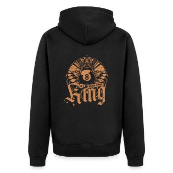 8-Ball Billard Bank Shot King - Unisex Premium Bio Zip Hoodie - Schwarz - Hinten - Nico (187cm)