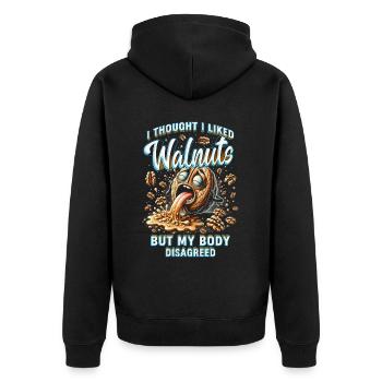 Walnut Allergy I Thought I Liked Walnuts - Unisex Premium Organic Zip Hoodie - black - Back - Nico (187cm)