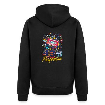 43rd Birthday 43 - Aged To Perfection - Unisex Premium Organic Zip Hoodie - black - Back - Nico (187cm)