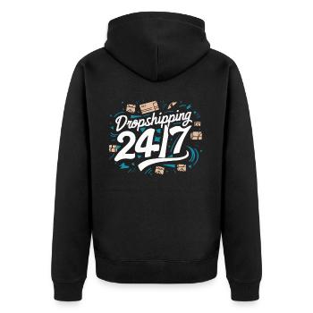 Dropshipping-Geschäft E-Commerce-Unternehmer - Unisex Premium Bio Zip Hoodie - Schwarz - Hinten - Nico (187cm)