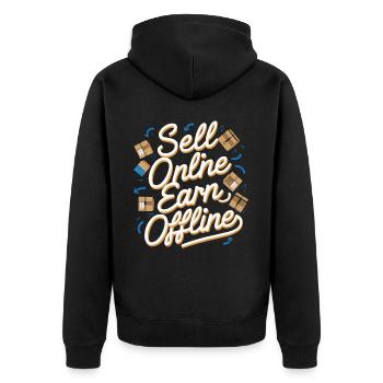 Dropshipping-Geschäft E-Commerce-Unternehmer - Unisex Premium Bio Zip Hoodie - Schwarz - Hinten - Nico (187cm)