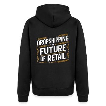 Dropshipping-Geschäft E-Commerce-Unternehmer - Unisex Premium Bio Zip Hoodie - Schwarz - Hinten - Nico (187cm)