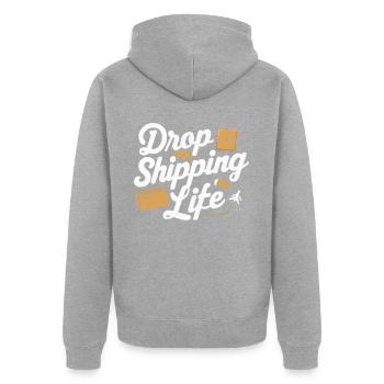 Dropshipping Business Ecommerce Entrepreneur - Veste à capuche bio Premium Unisexe - gris chiné - Dos - Nico (187cm)