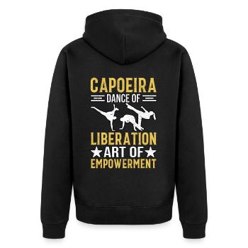 Capoeira, Tanz der Befreiung, Kunst der Ermächtigung - Unisex Premium Bio Zip Hoodie - Schwarz - Hinten - Nico (187cm)