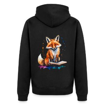 Livre de lecture renard imprimé de conception animale colorée - Veste à capuche bio Premium Unisexe - noir - Dos - Nico (187cm)