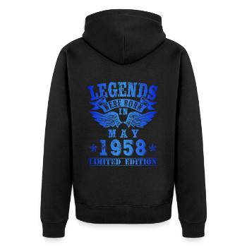 Legends were born in Mai 1958 Geburtstag - Unisex Premium Bio Zip Hoodie - Schwarz - Hinten - Nico (187cm)